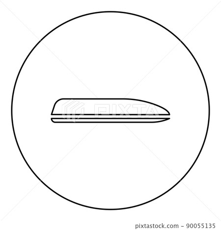 Roof trunk car box cover for travel carrying auto icon in circle round black color vector illustration image outline contour line thin style 90055135