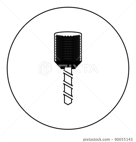 Drill bit auger in head drilling tool Milling machine spindle CNC factory icon in circle round black color vector illustration image outline contour line thin style 90055143
