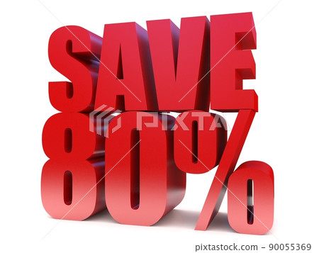 save 80%  3d text symbol. 3d rendering on white background 90055369