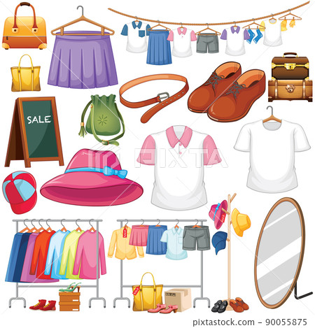 A set of different cloth on white background 90055875