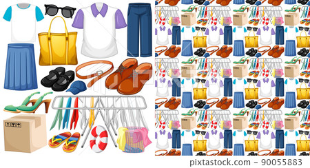 Seamless background design with cloth theme on white background 90055883
