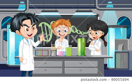 Science laboratory for chemical experiments with scientist Science laboratory for chemical experiments with scientist 90055894