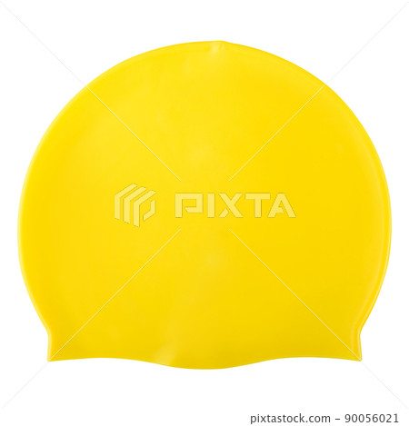 yellow classic cap for swimming in the pool or in the sea, on a white background yellow classic cap for swimming in the pool or in the sea, on a white background 90056021