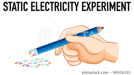 Static electricity experiment with pencil and pieces of paper 90056101