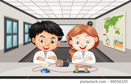 Student kids learned about electric circuit component 90056105