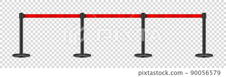 Realistic retractable belt stanchion on transparent background. Crowd control barrier posts with caution strap. Queue lines. Restriction border and danger tape. Vector illustration. Realistic retractable belt stanchion on transparent background. Crowd control barrier posts with caution strap. Queue lines. Restriction border and danger tape. Vector illustration. 90056579