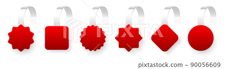 Blank supermarket promotional wobblers isolated on white background. Realistic wobbler template for shelf advertising. Sale or discount label. Special offer price tag. Vector illustration. Blank supermarket promotional wobblers isolated on white background. Realistic wobbler template for shelf advertising. Sale or discount label. Special offer price tag. Vector illustration. 90056609