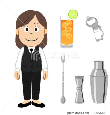 Bartender female illustration 90056810