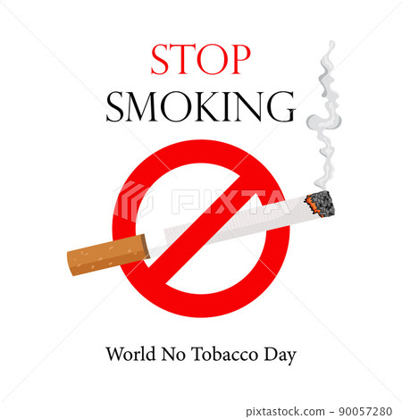 Poster, leaflet or banner dedicated to the World No Tobacco Day, with an image of smoking cigarette. Vector illustration, stop tobacco Poster, leaflet or banner dedicated to the World No Tobacco Day, with an image of smoking cigarette. Vector illustration, stop tobacco 90057280