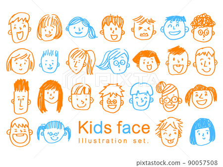 Children's faces hand-painted simple illustrations Children's faces hand-painted simple illustrations 90057508