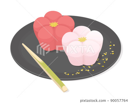 放在黑盤上的日本糖果的插圖 放在黑盤上的日本糖果的插圖 90057764