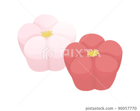 Illustration of red and white plums Japanese sweets Neri-kiri Illustration of red and white plums Japanese sweets Neri-kiri 90057770