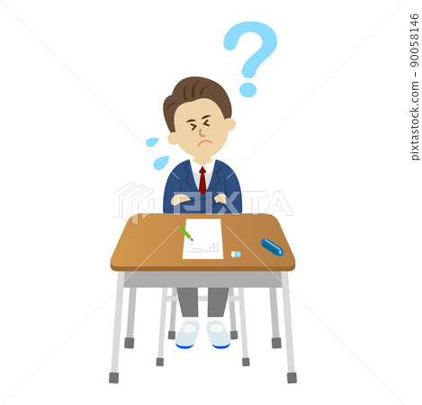 不理解考試題的學生的插圖圖像 不理解考試題的學生的插圖圖像 90058146