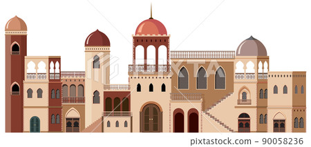 Scene with many buildings in brown - Stock Illustration [90058236] - PIXTA