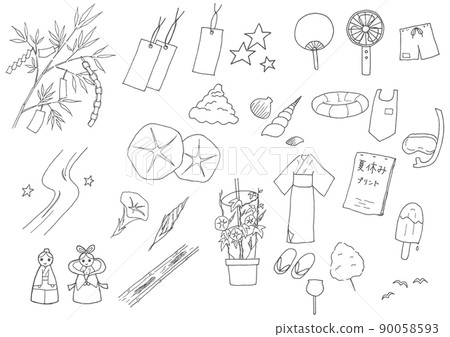 初夏/夏季圖像插圖集合集（手繪矢量） 90058593