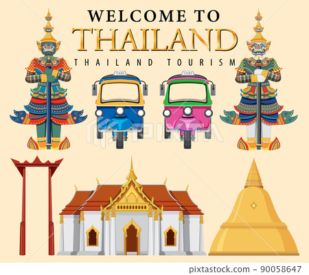 Thailand iconic tourism attraction background 90058647