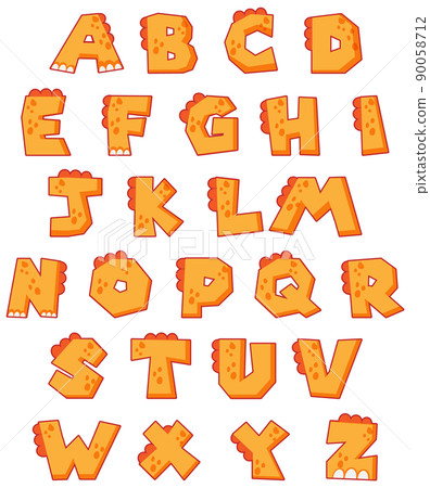 Font design for english alphabets in orange 90058712