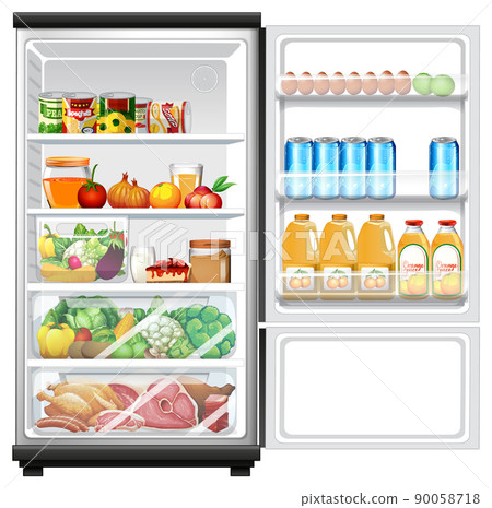 Refrigerator with lots of food Refrigerator with lots of food 90058718