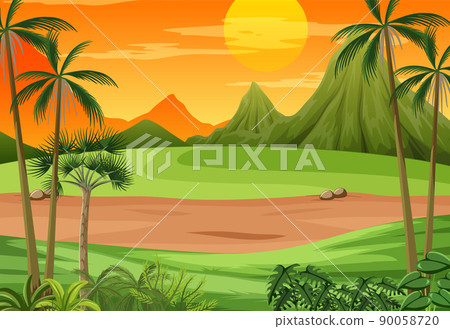 Scene with sunset in the sky Scene with sunset in the sky 90058720