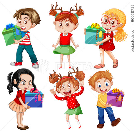 Set of young people doing different actions 90058732