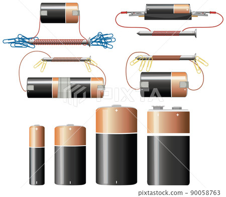 Set of battery and paper clips 90058763