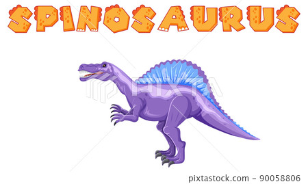 Wordcard design with purple spinosaurus Wordcard design with purple spinosaurus 90058806