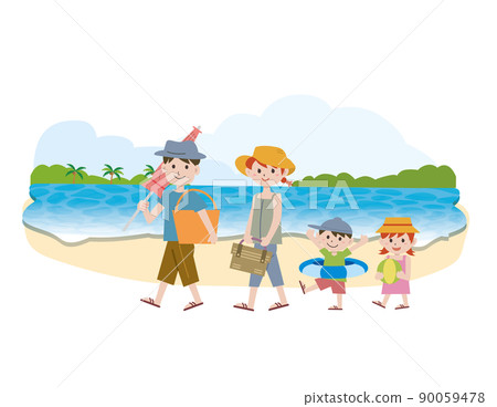 Swimming in the beach with family 90059478