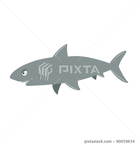 Sea shark. Vector illustration on a white background in cartoon style. 90059634