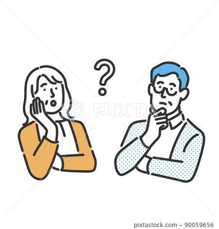 Image illustration material of a couple of senior generation who wonders Image illustration material of a couple of senior generation who wonders 90059656