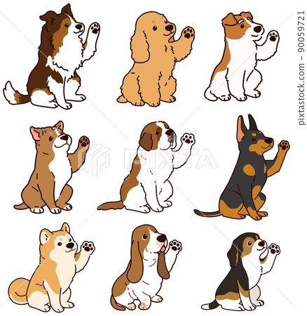 Simple and cute dog illustration set E with main line 90059721