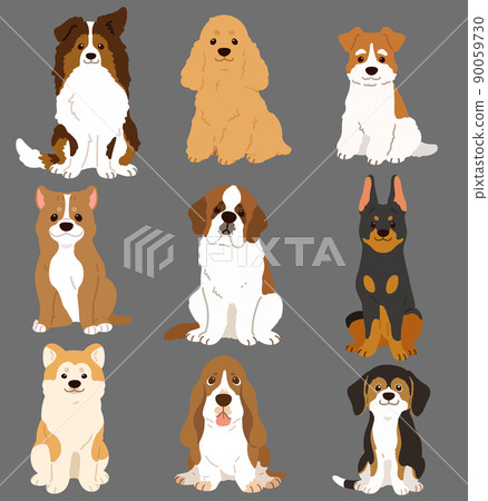 面向前方的簡單可愛的狗插圖集 E 無主線 面向前方的簡單可愛的狗插圖集 E 無主線 90059730