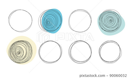 Doodle circles. Hand drawn black shapes, decorative frames collection, line scribble forms for decor, sketch style elements. Abstract pencil or pen graffiti bubble or ball vector isolated on white set Doodle circles. Hand drawn black shapes, decorative frames collection, line scribble forms for decor, sketch style elements. Abstract pencil or pen graffiti bubble or ball vector isolated on white set 90060032