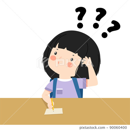 student the girl is thinking with question 90060400