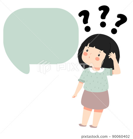 cute little kid girl with question mark 90060402
