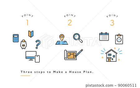 Home purchase step image icon set Home purchase step image icon set 90060511