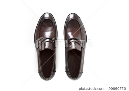 Male brown leather shoes isolated on white background. 90060750