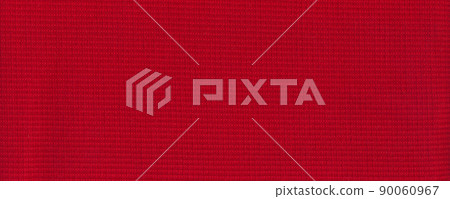 Red color textile texture coarse fabric, fabric macro shooting background 90060967