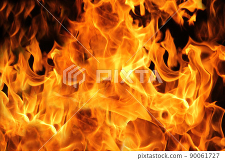 Fire flames on black background. Fire flames on black background. 90061727