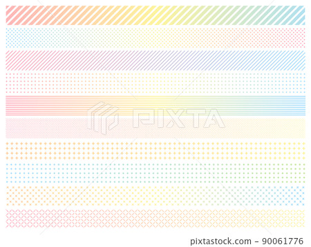 Horizontal line set with colorful gradient geometric patterns 90061776