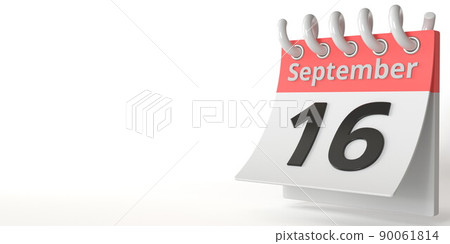 September 16 date on a tear-off calendar, 3d rendering 90061814