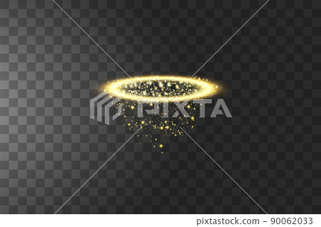 Golden halo angel ring. Isolated on black transparent background, vector illustration Golden halo angel ring. Isolated on black transparent background, vector illustration 90062033