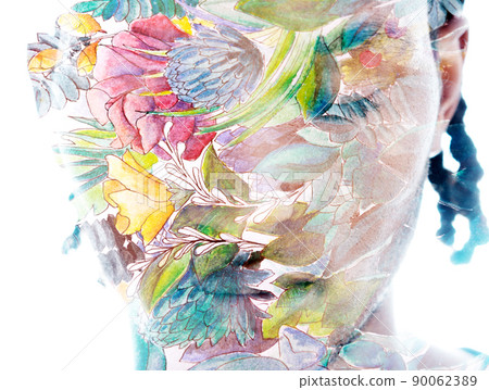 Paintography. A combination of a painting and a portrait Paintography. A combination of a painting and a portrait 90062389