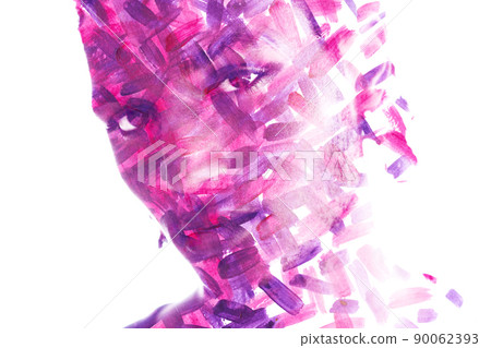Paintography. A portrait of a young man combined with a vibrant painting Paintography. A portrait of a young man combined with a vibrant painting 90062393