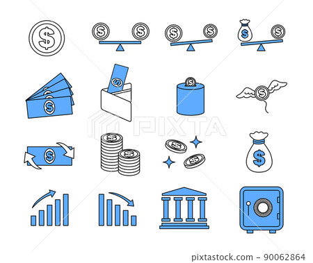Line drawing finance icon illustration set 90062864