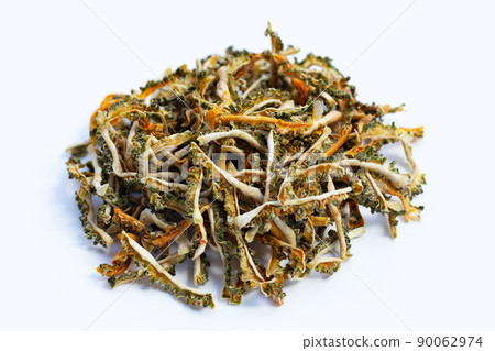 Dried bitter gourd on white background. Dried bitter gourd on white background. 90062974