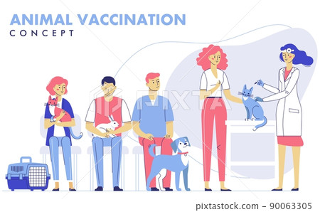 Veterinary vaccination concept with animals and doctor in vet clinic for immunity health. Veterinary vaccination concept with animals and doctor in vet clinic for immunity health. 90063305