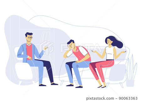 Concept of psychotherapy counseling for family. Family mental problems, stress, addictions, violence. 90063363