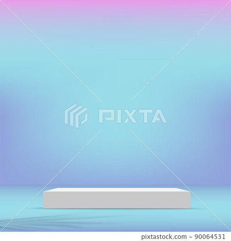 Abstract minimal scene with geometric forms. White podium in white background for product presentation. Vector 90064531