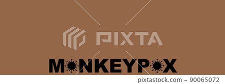 Monkeypox. MONKEYPOX VIRUS. Zoonotic viral disease that can infect non-human primates, rodents and some other mammals. Virus design with text. Horizontal illustration. Space for text. Smallpox. Monkeypox. MONKEYPOX VIRUS. Zoonotic viral disease that can infect non-human primates, rodents and some other mammals. Virus design with text. Horizontal illustration. Space for text. Smallpox. 90065072