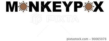Monkeypox. MONKEYPOX VIRUS. Zoonotic viral disease that can infect non-human primates, rodents and some other mammals. Virus design with text. Horizontal illustration. Space for text. Smallpox. Monkeypox. MONKEYPOX VIRUS. Zoonotic viral disease that can infect non-human primates, rodents and some other mammals. Virus design with text. Horizontal illustration. Space for text. Smallpox. 90065078
